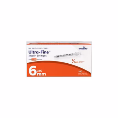 Embecta (BD) Veo Ultra-Fine Insulin Syringe - 31g, 6mm, 0.5mL