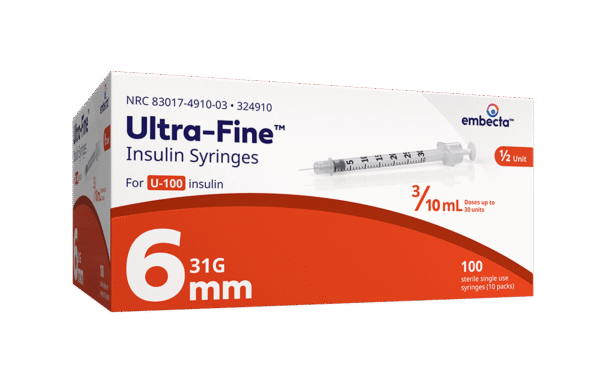 Embecta (BD) Ultra-Fine Insulin Syringe Half-Unit Scale – 31g, 6mm, 0 ...