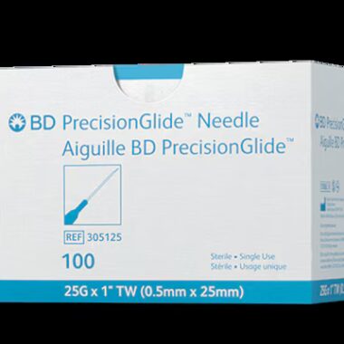 BD PrecisionGlide Luer-Lock Hypodermic Needle - 25g, 1", TW